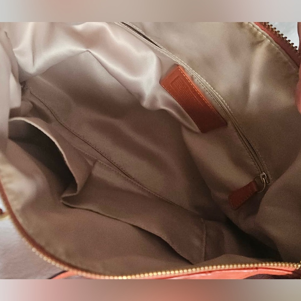 Coach Orange Coral Genuine Leather Satchel Handbag Purse G1273-F19247 12” X 7.5” - Picture 3 of 16